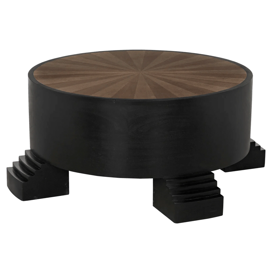 Tambour Coffee Table, Hand Rubbed Black with Veneer Top COFFEE TABLES SwayLiving