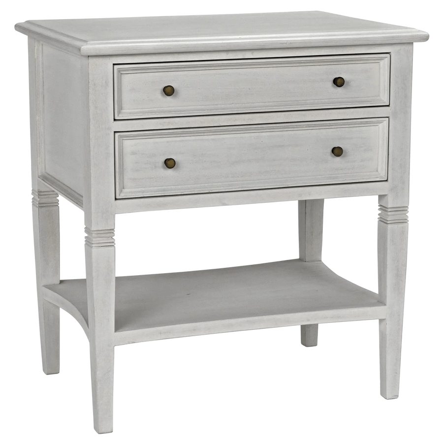 SwayLiving Oxford 2-Drawer Side Table, White Wash ACCENT TABLES