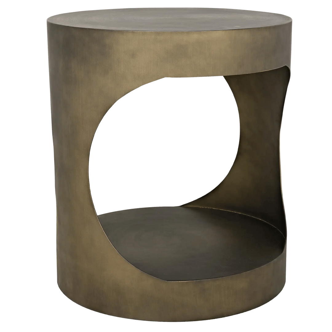 SwayLiving Eclipse Round Side Table, Metal with Aged Brass Finish ACCENT TABLES