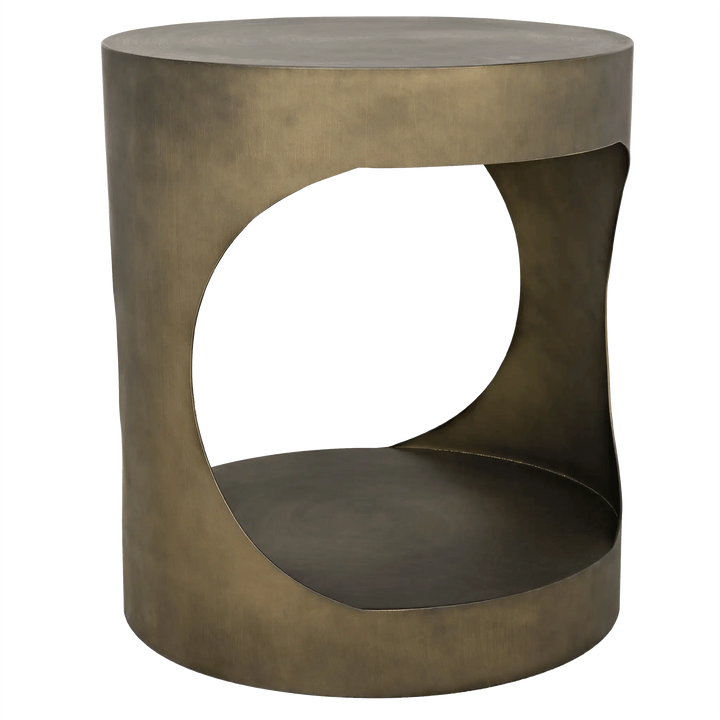 SwayLiving Eclipse Round Side Table, Metal with Aged Brass Finish ACCENT TABLES