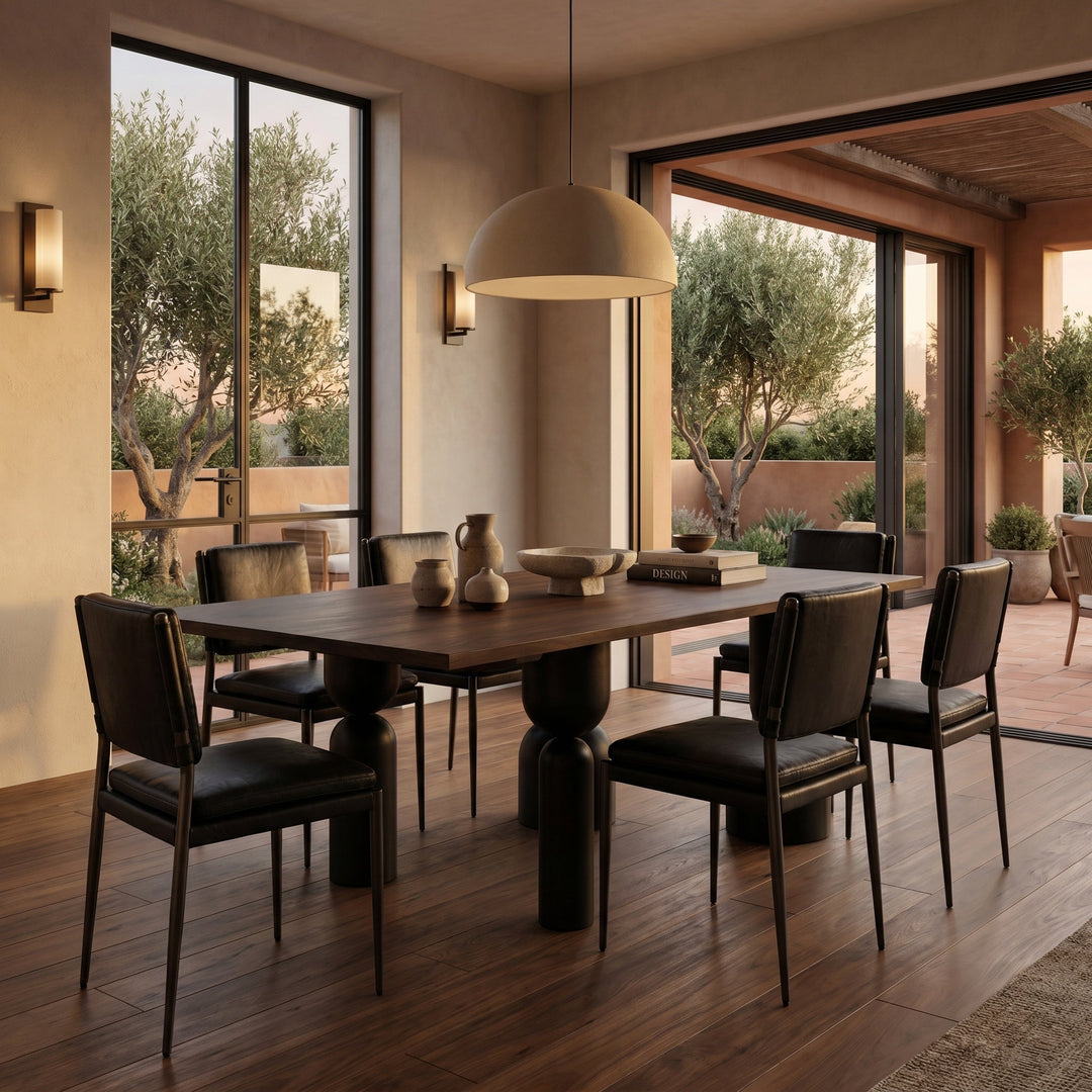 SwayLiving - Leandra Dining Table with Walnut Top - GTAB5009MTB