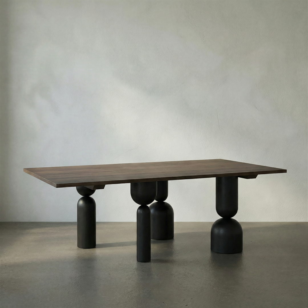 SwayLiving - Leandra Dining Table with Walnut Top - GTAB5009MTB
