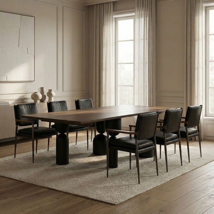 SwayLiving - Leandra Dining Table with Walnut Top - GTAB5009MTB