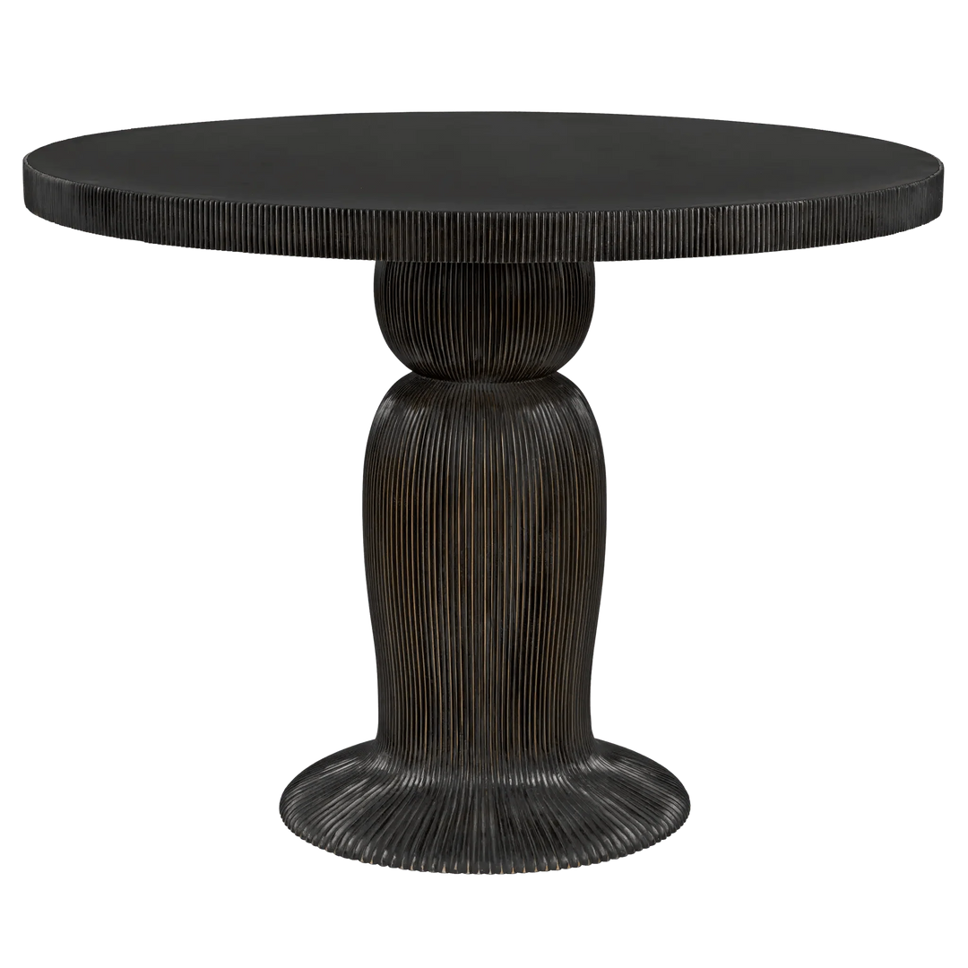 SwayLiving Portobello Dining Table, Hand Rubbed Black with Light Brown Trim DINING TABLES