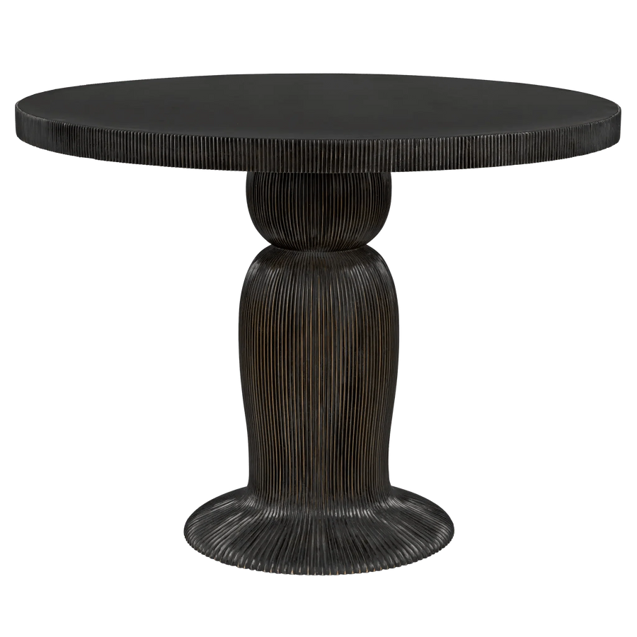 SwayLiving Portobello Dining Table, Hand Rubbed Black with Light Brown Trim DINING TABLES