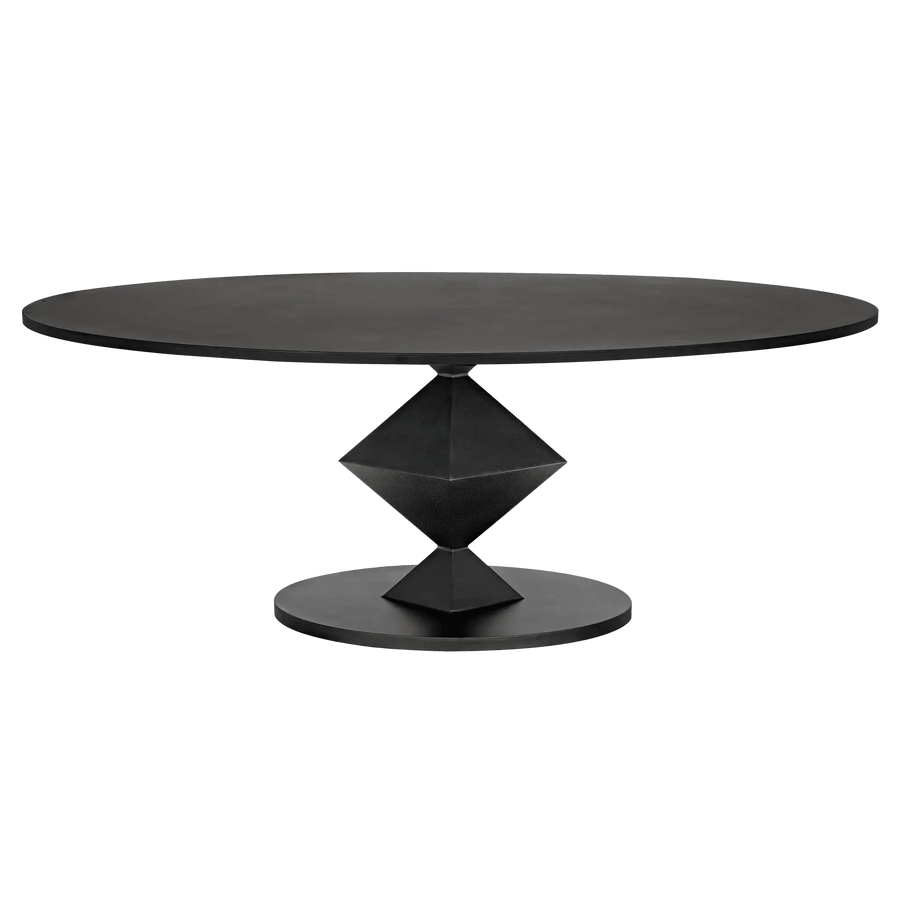 SwayLiving Katana Oval Dining Table, Black Metal DINING TABLES