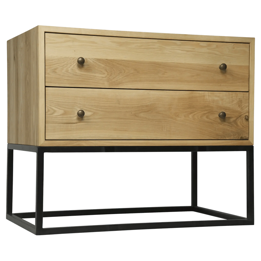 SwayLiving Downtown Side Table, Elm and Black Steel ACCENT TABLES