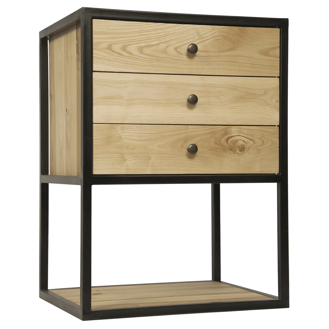 SwayLiving Pearce Side Table, Elm and Black Steel ACCENT TABLES