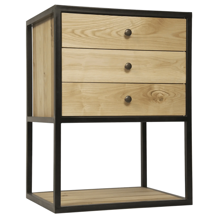 SwayLiving Pearce Side Table, Elm and Black Steel ACCENT TABLES