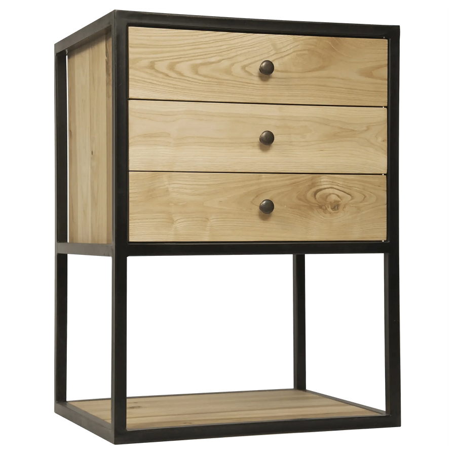 SwayLiving Pearce Side Table, Elm and Black Steel ACCENT TABLES