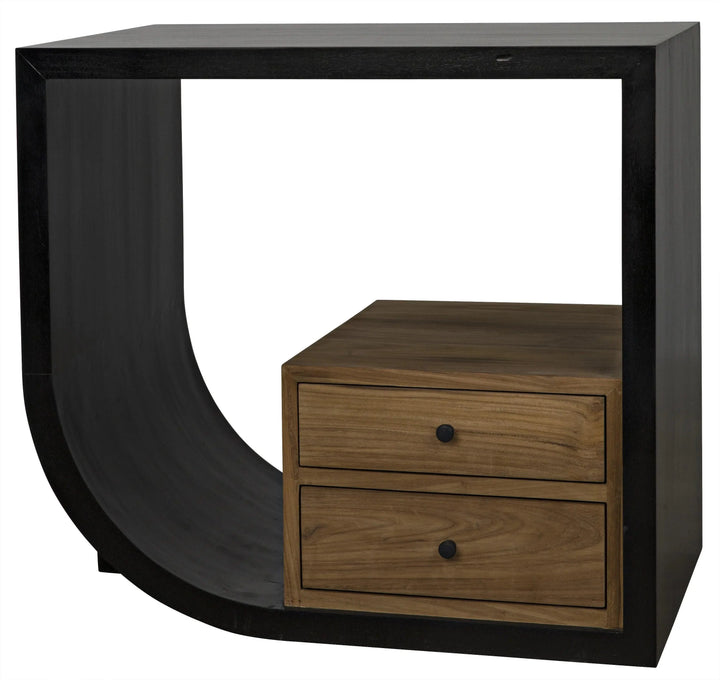 SwayLiving Burton Side Table, Left, Hand Rubbed Black and Teak ACCENT TABLES