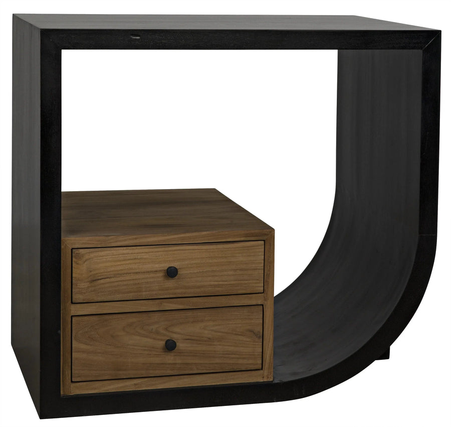 SwayLiving Burton Side Table, Right, Hand Rubbed Black and Teak ACCENT TABLES