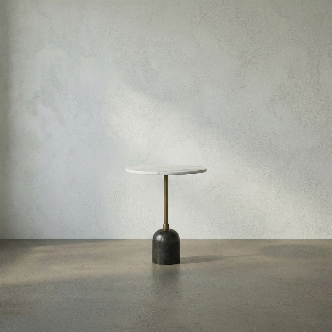 SwayLiving - Shantu Side Table with Stone Top - GTAB9009AB-W
