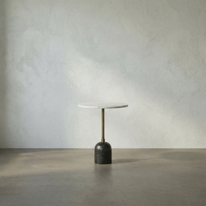SwayLiving - Shantu Side Table with Stone Top - GTAB9009AB-W