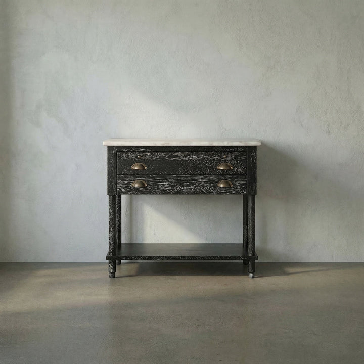 SwayLiving - Artemio Side Table with Marble Top - GTAB9030BKW