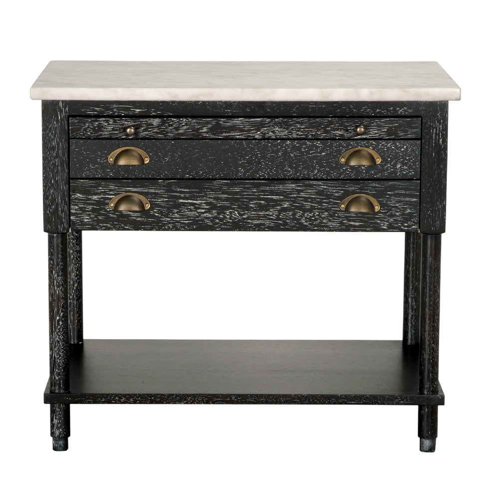 SwayLiving - Artemio Side Table with Marble Top - GTAB9030BKW