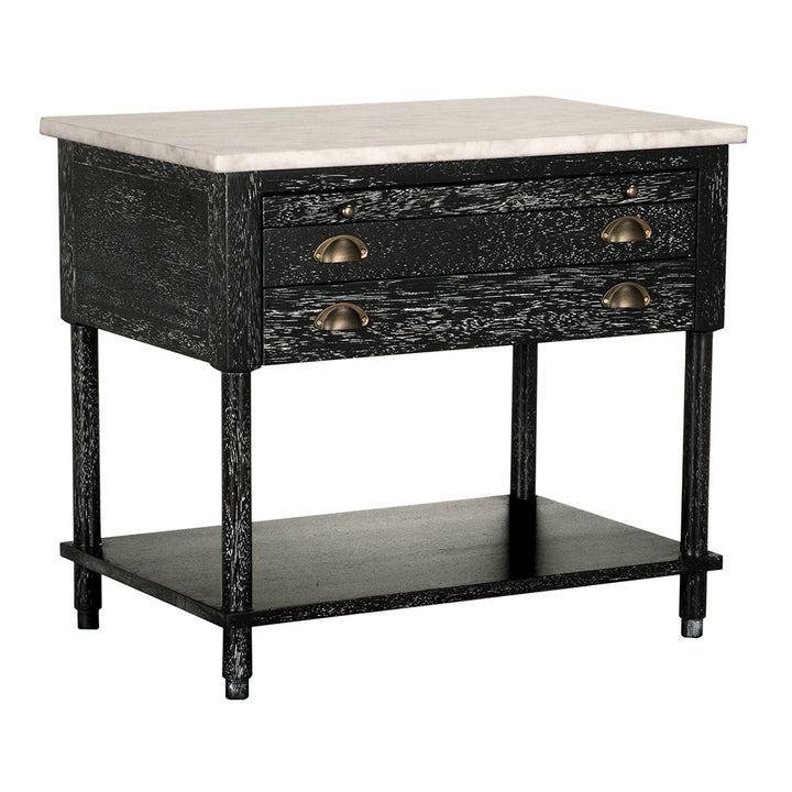 SwayLiving - Artemio Side Table with Marble Top - GTAB9030BKW
