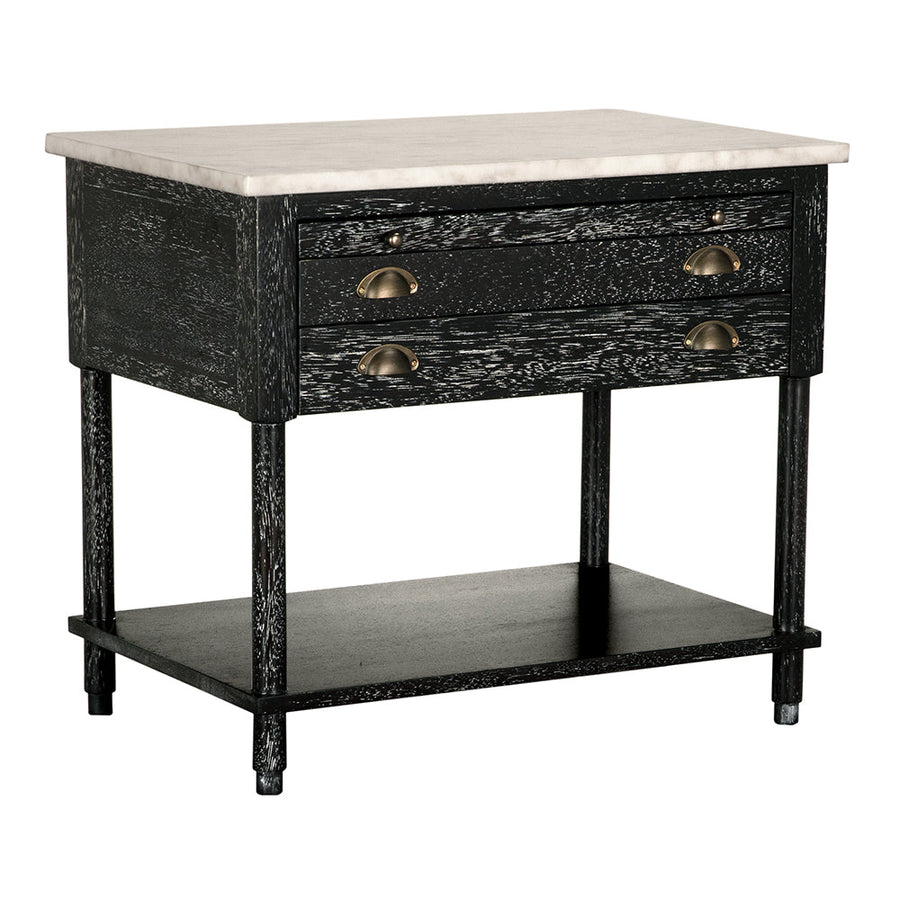 SwayLiving - Artemio Side Table with Marble Top - GTAB9030BKW