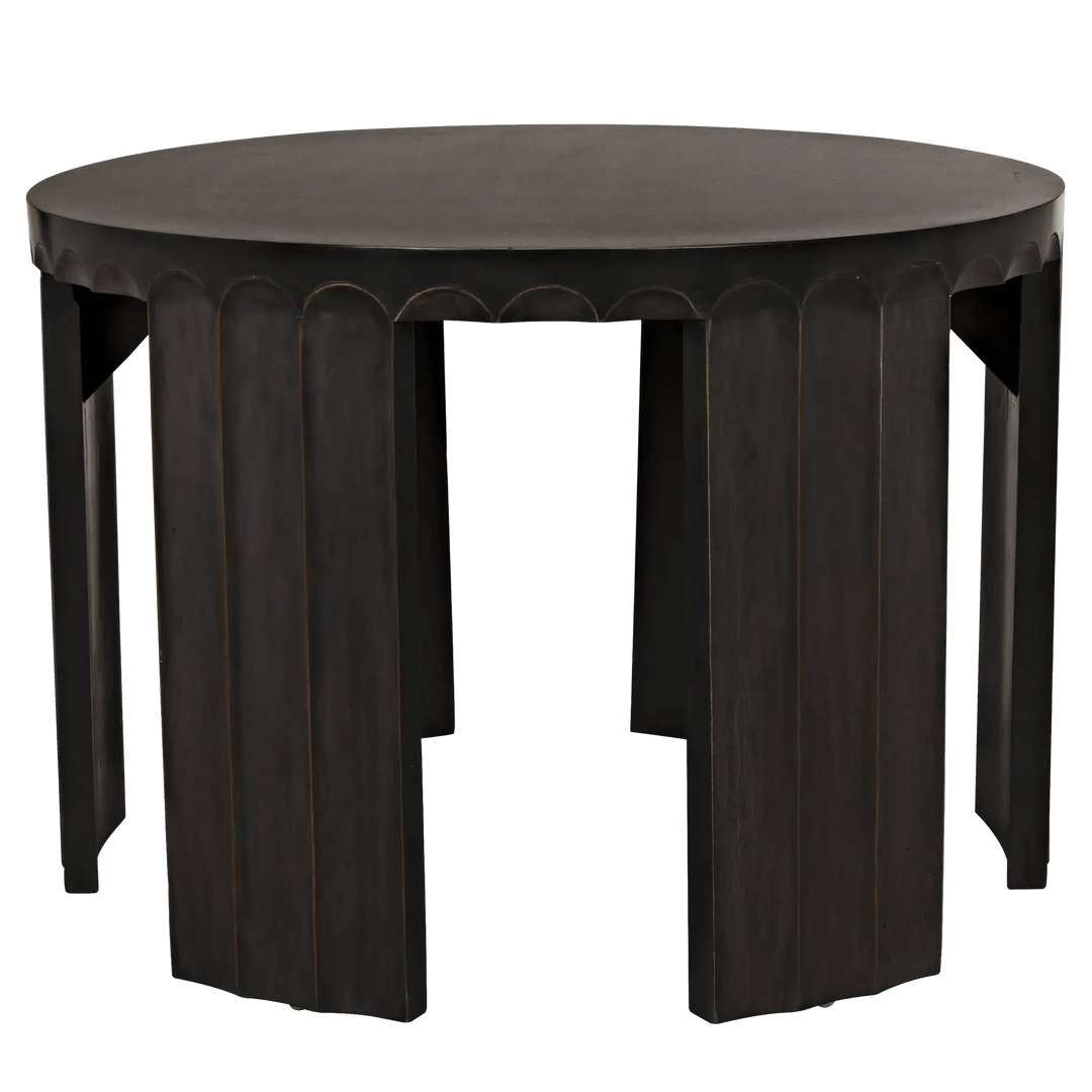 SwayLiving Fluted Side Table, Pale with Light Brown Trim ACCENT TABLES