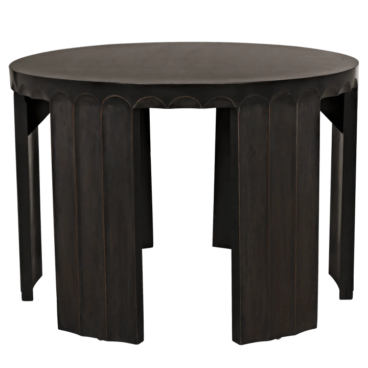 SwayLiving Fluted Side Table, Pale with Light Brown Trim ACCENT TABLES