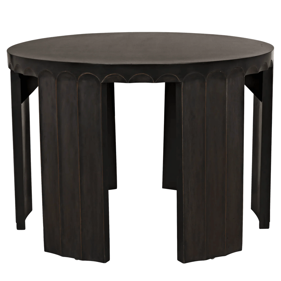 SwayLiving Fluted Side Table, Pale with Light Brown Trim ACCENT TABLES