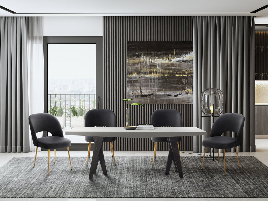 SwayLiving Swell Dark Grey Velvet Chair DINING CHAIRS