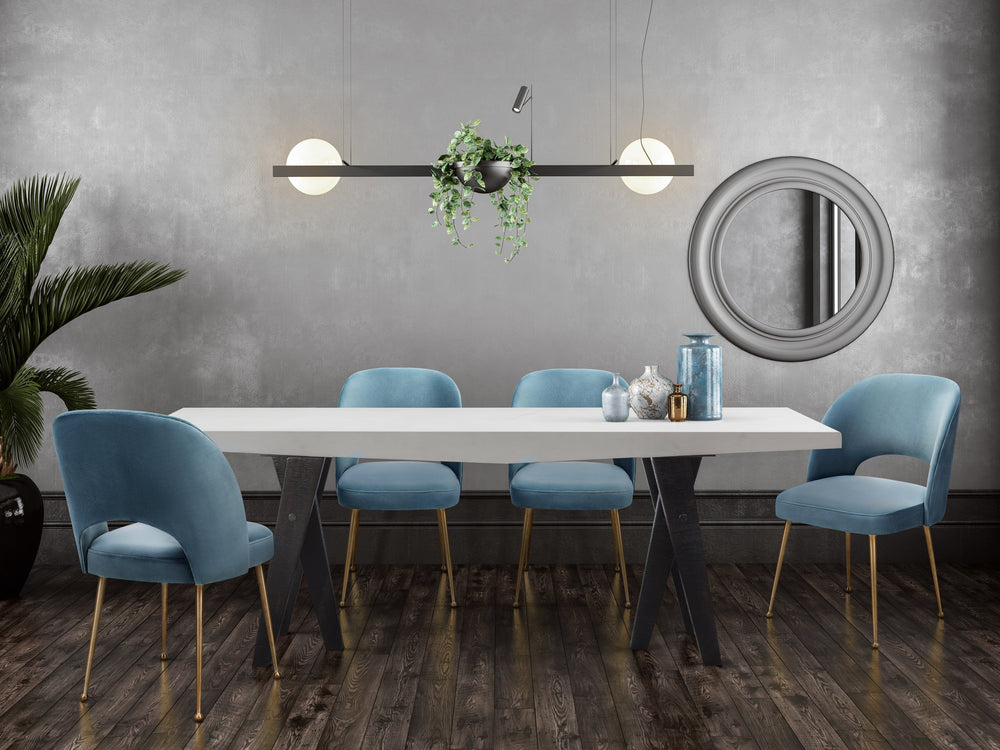 SwayLiving Swell Sea Blue Velvet Chair DINING CHAIRS