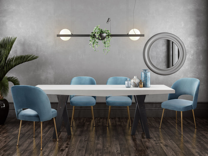 SwayLiving Swell Sea Blue Velvet Chair DINING CHAIRS