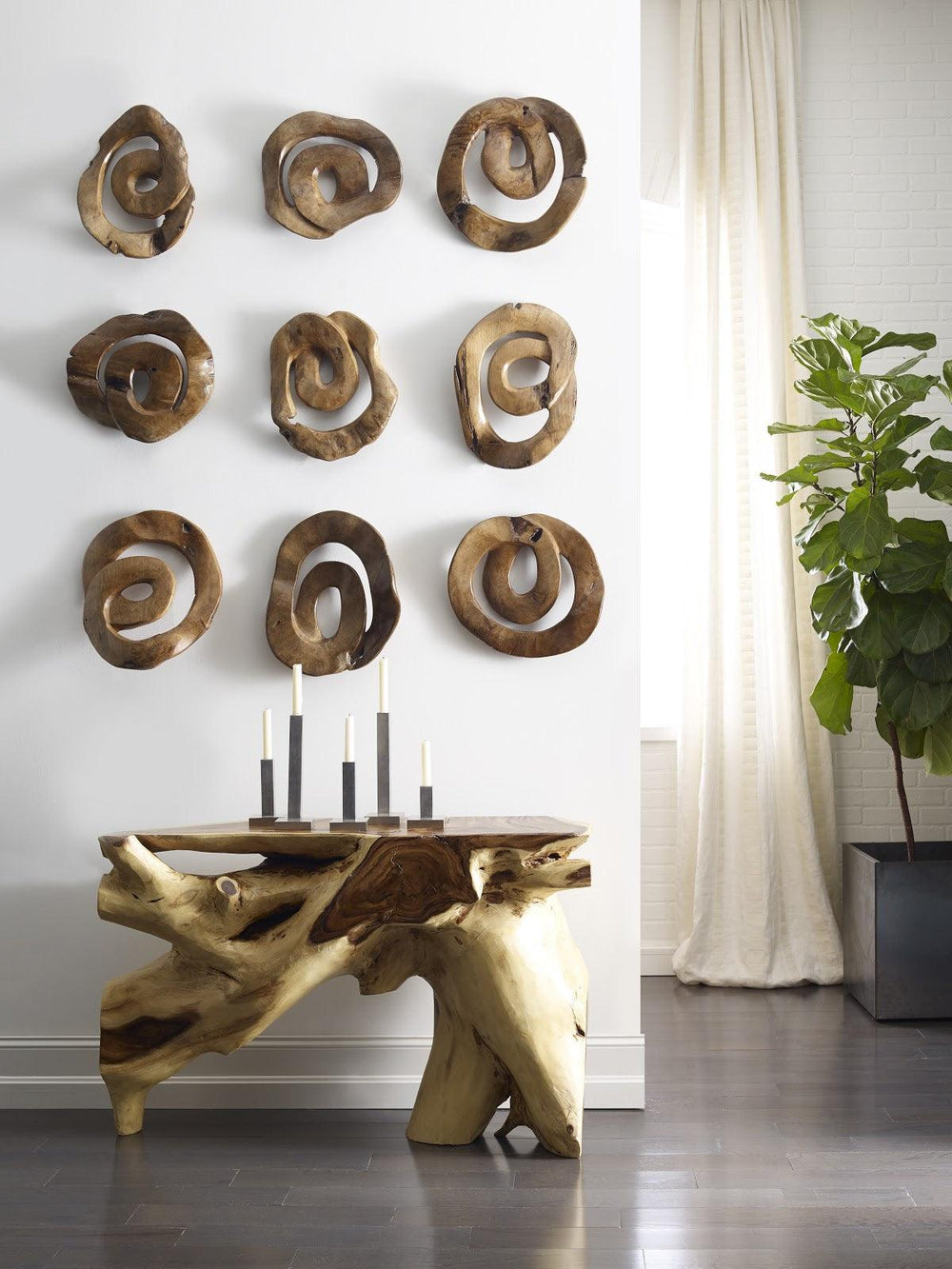 SwayLiving Swirl Wall Tile, Teak Wood, Assorted WALL ACCENTS