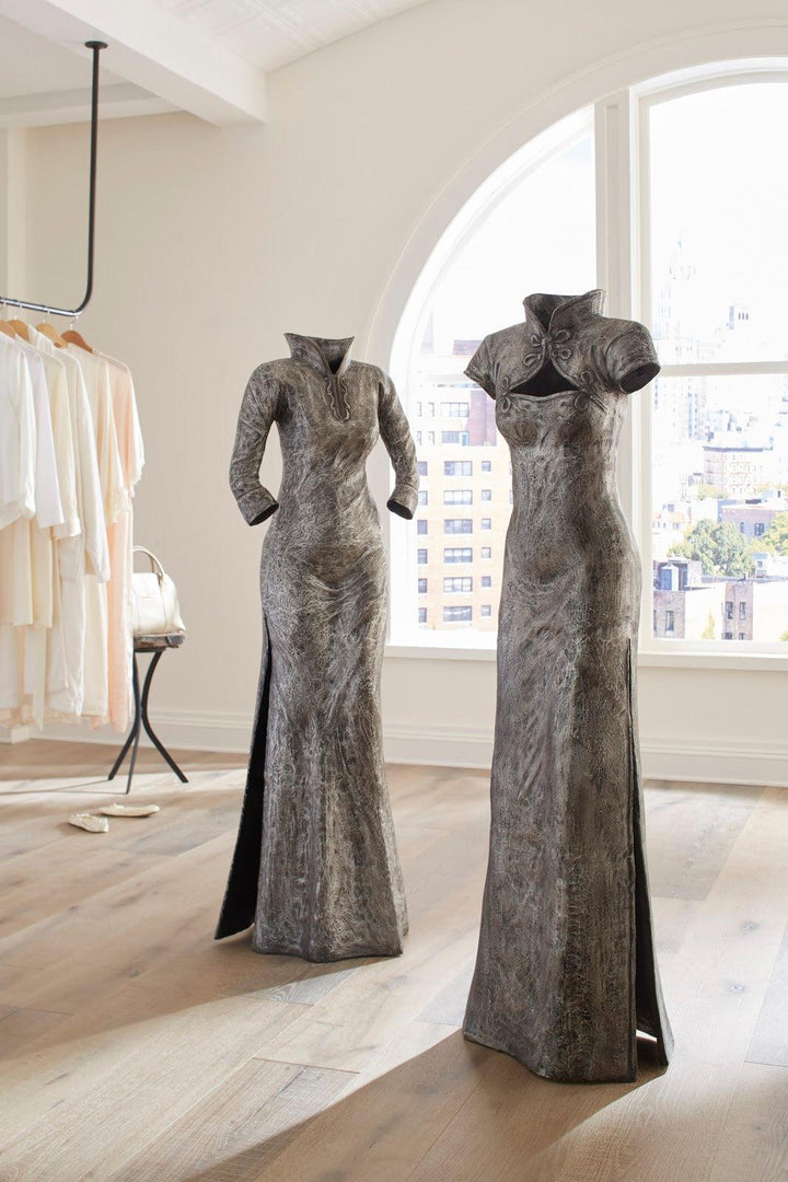 SwayLiving Dress Sculpture, Long Sleeves, Black/Silver, Aluminum DECORATIVE OBJECTS