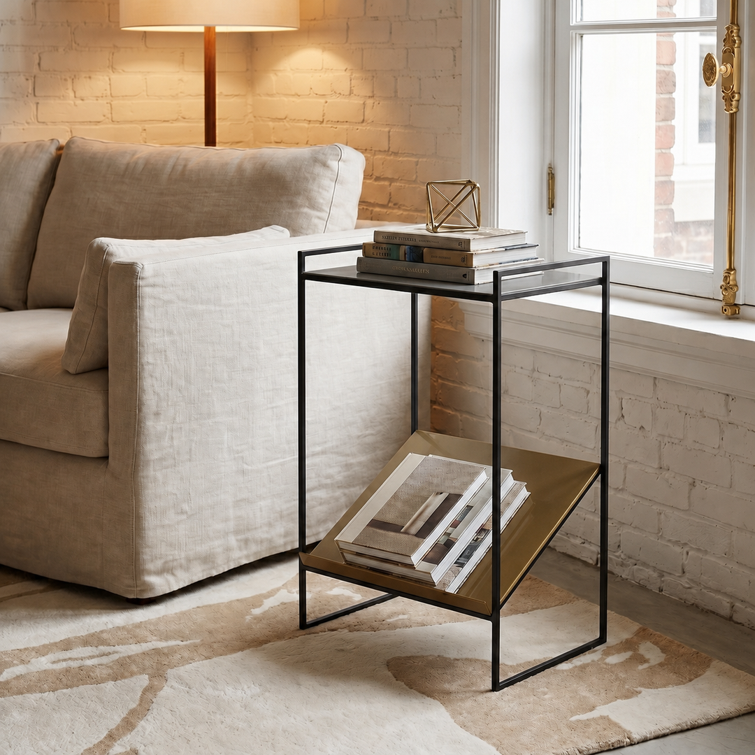 Noemi Cast Aluminum Magazine End Table — life_1