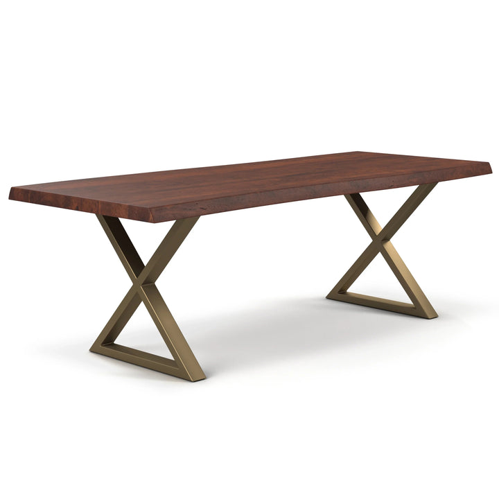 Brooks - Dining Table - X Base - 40"D x 79"W x 29.75"H / Americano Top / Brass Base