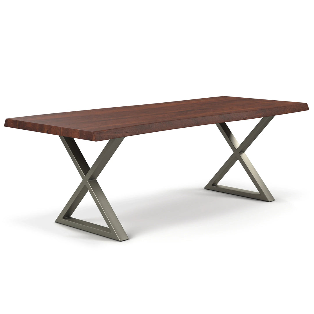Brooks - Dining Table - X Base - 40"D x 79"W x 29.75"H / Americano Top / Pewter Base