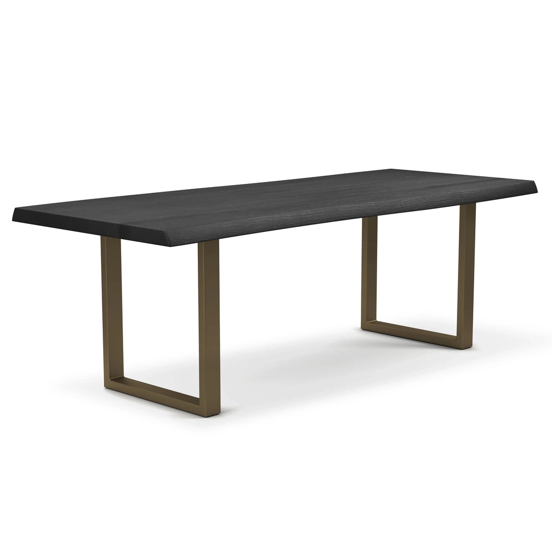 Brooks - Dining Table - U Base - 40"D x 79"W x 29.75"H / Ebonized Top / Brass Base