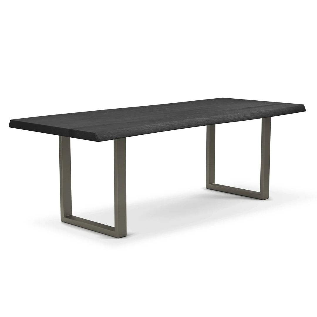 Brooks - Dining Table - U Base - 40"D x 79"W x 29.75"H / Ebonized Top / Pewter Base