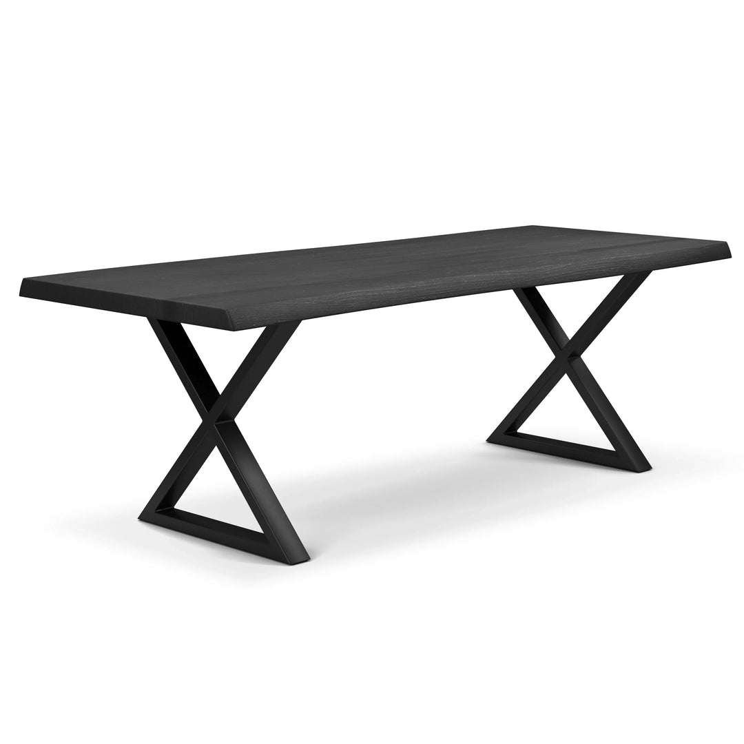 Brooks - Dining Table - X Base - 40"D x 79"W x 29.75"H / Ebonized Top / Black Base