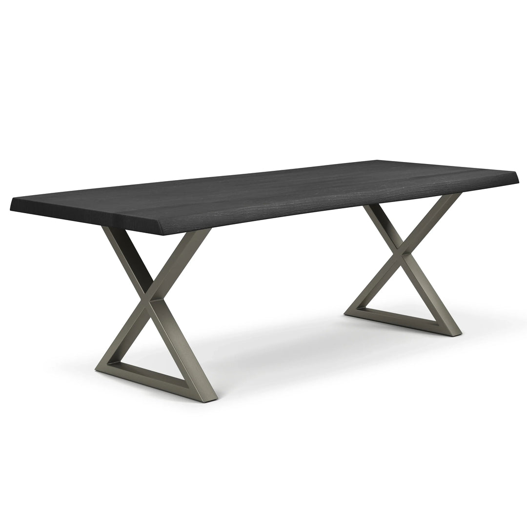 Brooks - Dining Table - X Base - 40"D x 79"W x 29.75"H / Ebonized Top / Pewter Base