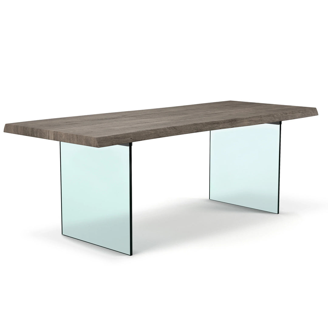 Brooks - Dining Table - Glass Base - 40"D x 79"W x 30"H / Sandblasted Grey Top / Clear Glass Base