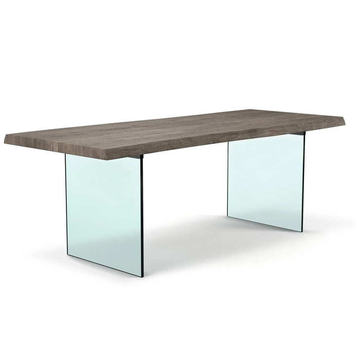 Brooks - Dining Table - Glass Base - 40"D x 79"W x 30"H / Sandblasted Grey Top / Clear Glass Base