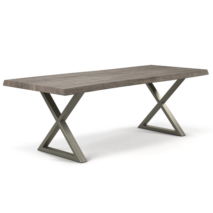 Brooks - Dining Table - X Base - 40"D x 79"W x 29.75"H / Sandblasted Grey Top / Pewter Base