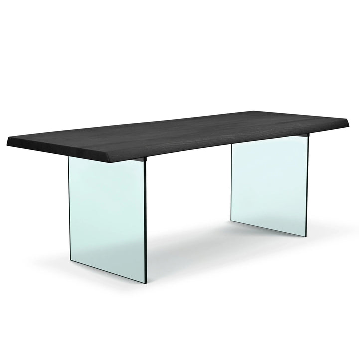 Brooks - Dining Table - Glass Base - 40"D x 92"W x 30"H / Ebonized Top / Clear Glass Base