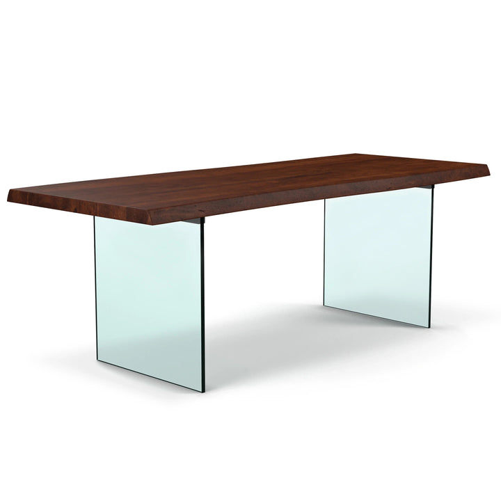 Brooks - Dining Table - Glass Base - 40"D x 116"W x 30"H / Americano Top / Clear Glass Base