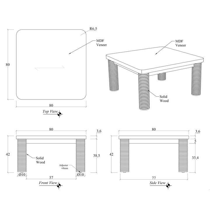 Luna Square Coffee Table — line
