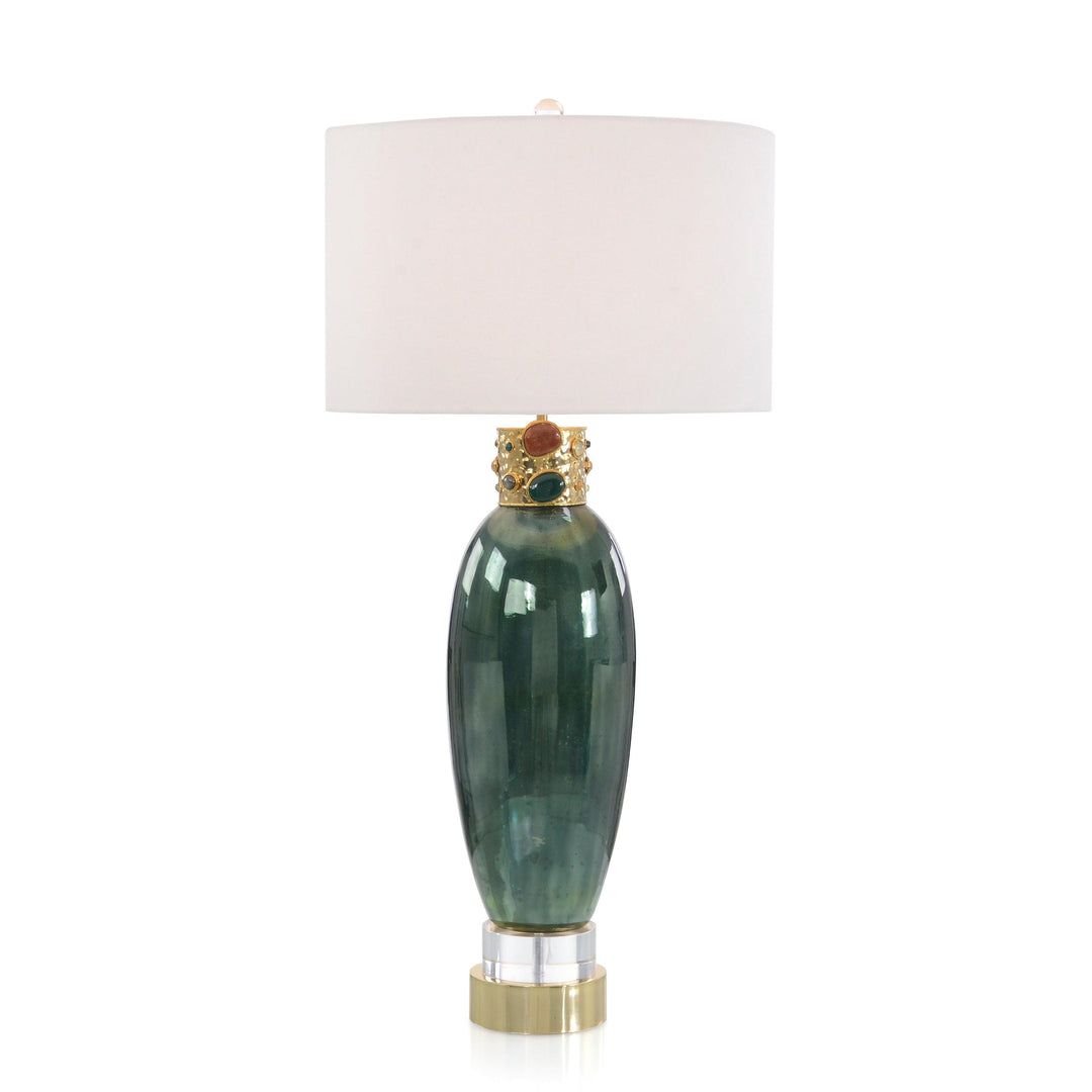 SwayLiving Jeweled-Collar Table Lamp in Illusion Green TABLE LAMPS