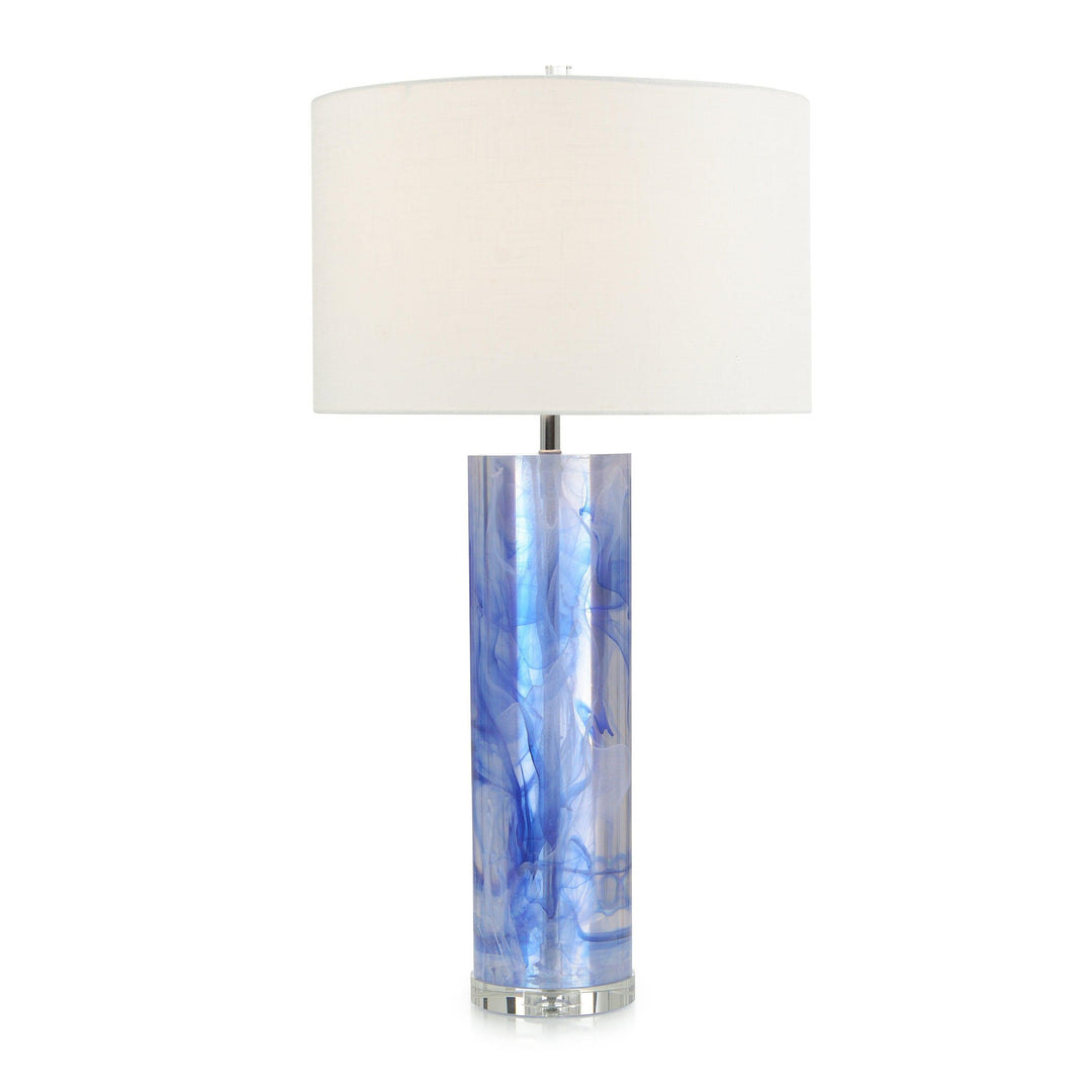 SwayLiving Cylinder Blue and Clear Resin Table Lamp TABLE LAMPS