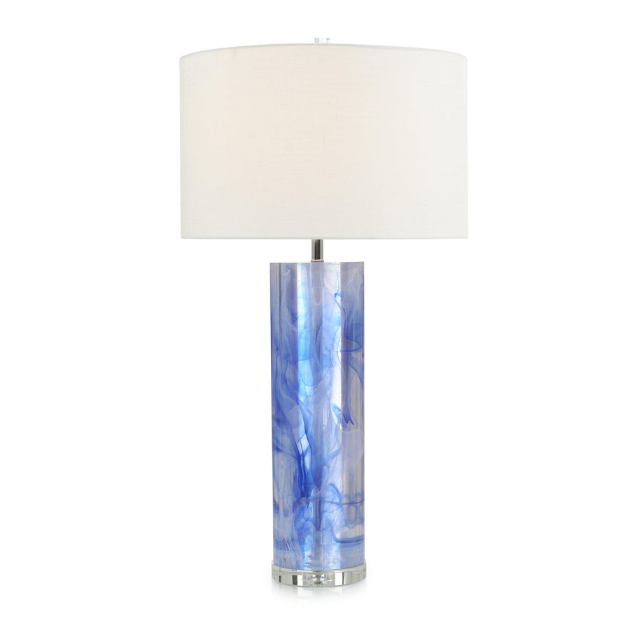 SwayLiving Cylinder Blue and Clear Resin Table Lamp TABLE LAMPS