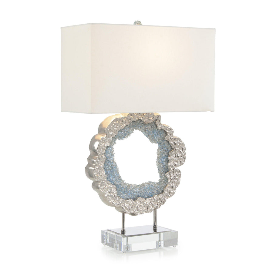SwayLiving Hammered Nickel and Sea Blue Geode Table Lamp TABLE LAMPS