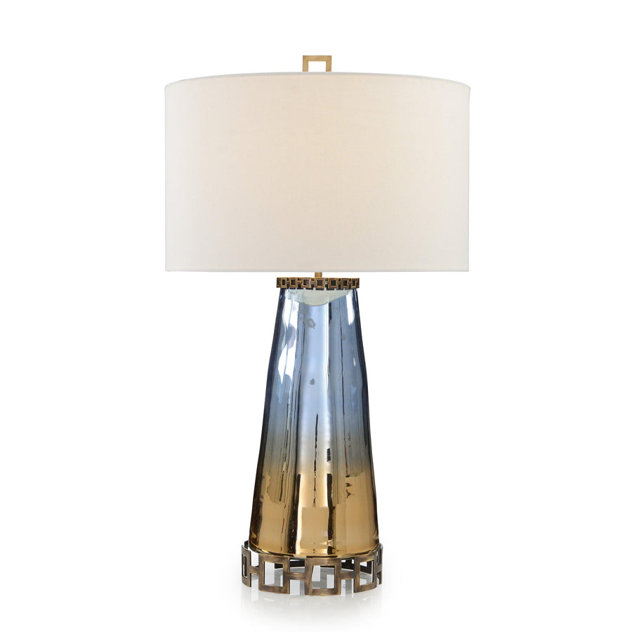 SwayLiving Sapphire Blue and Cognac Glass Table Lamp TABLE LAMPS