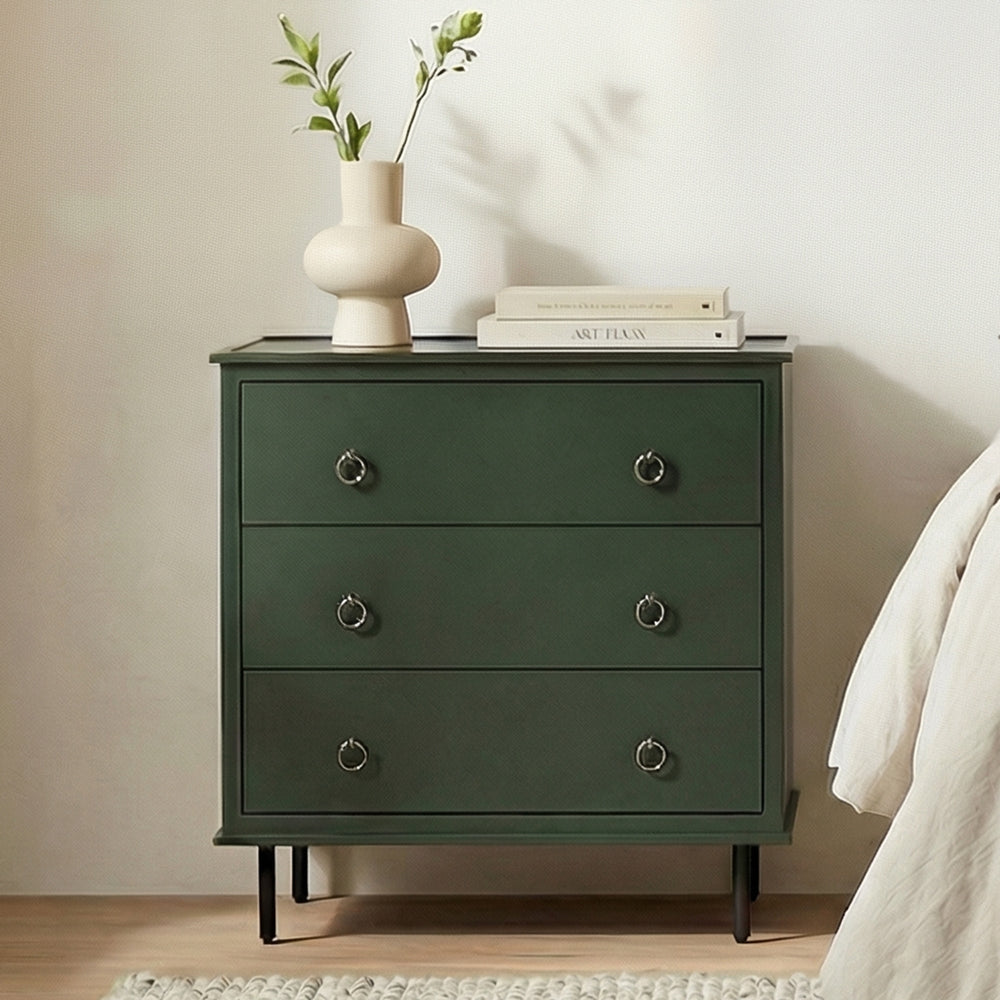 SwayLiving - Reagan 3 Drawer Nightstand Deep Green - JU-1007-27 | SwayLiving