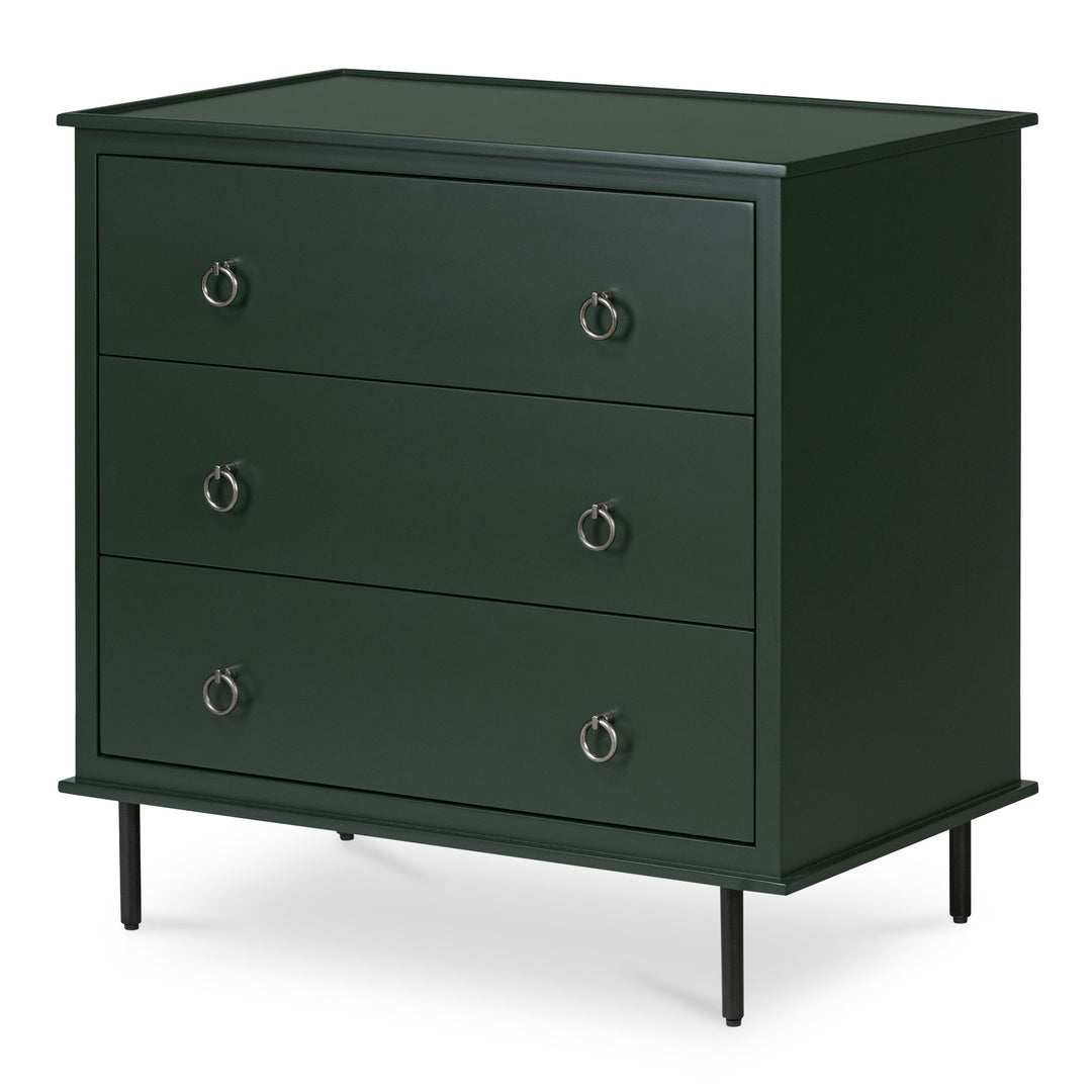 SwayLiving - Reagan 3 Drawer Nightstand Deep Green - JU-1007-27 | SwayLiving